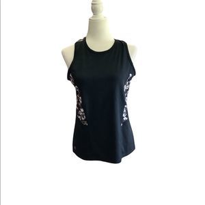 Tail Black With Gray Floral Print Athletic Top. EUC